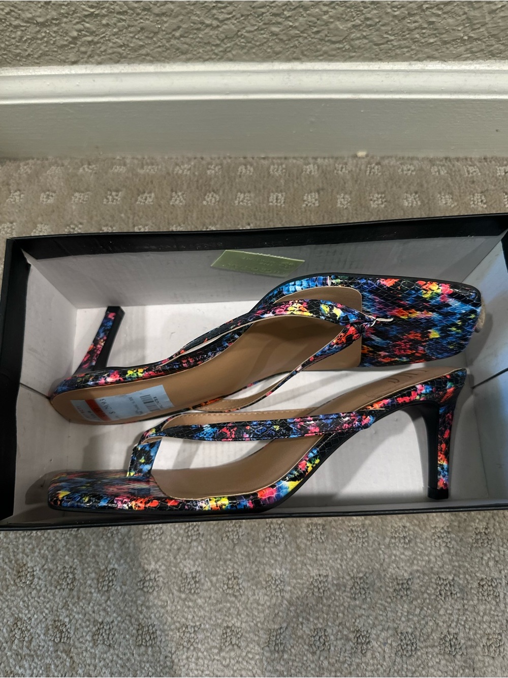 INC International Concepts Multicolor Floral-Patterned Strappy Heeled Sandals